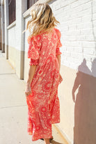 Haptics Coral Scallop Hem Smock Sleeve Midi Dress
