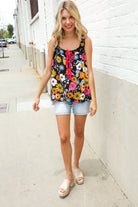 Haptics Black Sleeveless Babydoll Bow Tie Top