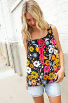 Haptics Black Sleeveless Babydoll Bow Tie Top