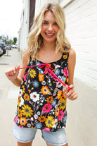 Haptics Black Sleeveless Babydoll Bow Tie Top