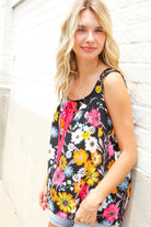 Haptics Black Sleeveless Babydoll Bow Tie Top