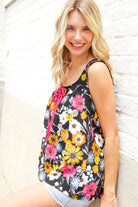 Haptics Black Sleeveless Babydoll Bow Tie Top