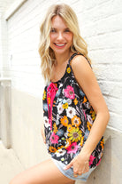 Haptics Black Sleeveless Babydoll Bow Tie Top