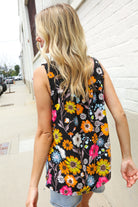 Haptics Black Sleeveless Babydoll Bow Tie Top