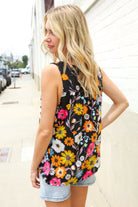 Haptics Black Sleeveless Babydoll Bow Tie Top