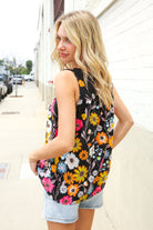 Haptics Black Sleeveless Babydoll Bow Tie Top