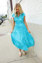 Haptics Boho Print Flutter Sleeve Fit & Flare Dress