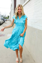 Haptics Boho Print Flutter Sleeve Fit & Flare Dress