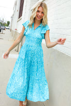 Haptics Boho Print Flutter Sleeve Fit & Flare Dress