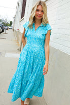 Haptics Boho Print Flutter Sleeve Fit & Flare Dress