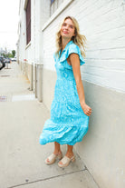 Haptics Boho Print Flutter Sleeve Fit & Flare Dress