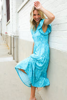 Haptics Boho Print Flutter Sleeve Fit & Flare Dress