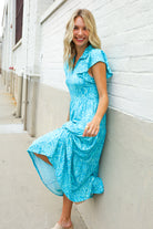 Haptics Boho Print Flutter Sleeve Fit & Flare Dress