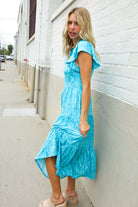 Haptics Boho Print Flutter Sleeve Fit & Flare Dress