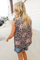 First Love Black Leopard Print Frill Notch Neck Top
