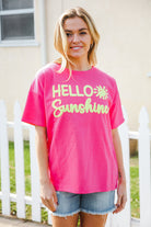 Haptics Hello Sunshine Pink/Yellow Embroidered French Terry Pullover 2024 Blow-Out Sale