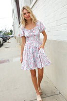 Kori America Cream Floral Print Sweetheart Neck Fit & Flare Dress Large