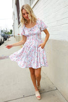 Kori America Cream Floral Print Sweetheart Neck Fit & Flare Dress
