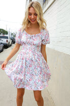 Kori America Cream Floral Print Sweetheart Neck Fit & Flare Dress