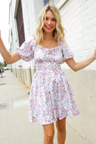 Kori America Cream Floral Print Sweetheart Neck Fit & Flare Dress