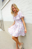 Kori America Cream Floral Print Sweetheart Neck Fit & Flare Dress