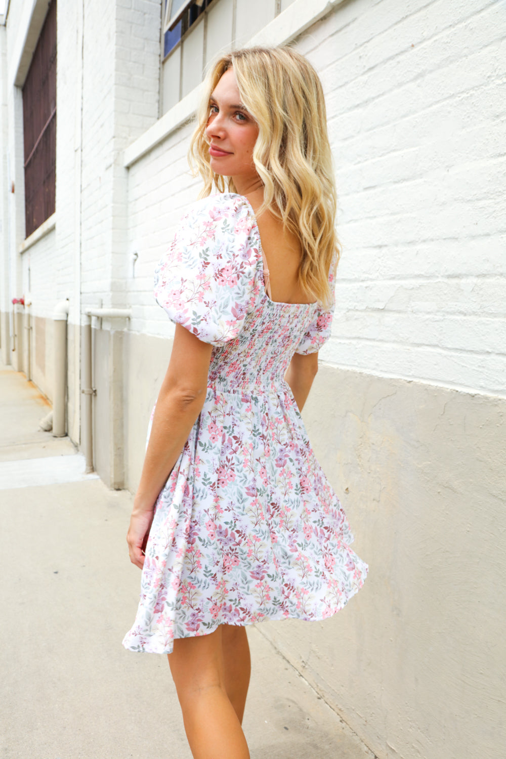 Kori America Cream Floral Print Sweetheart Neck Fit & Flare Dress