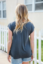 Haptics Charcoal Asymmetrical Shirred Modal Top 2024 Blow-Out Sale