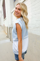 Haptics Blue V Neck Button Down Color Block Sweater Vest