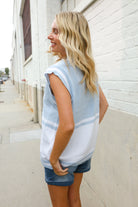 Haptics Blue V Neck Button Down Color Block Sweater Vest