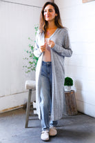 And The Why Grey Open Duster Cardigan