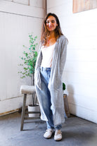 And The Why Grey Open Duster Cardigan