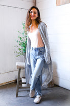 And The Why Grey Open Duster Cardigan