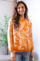 And The Why Spice at Sunrise Orange Cozy Knit Pullover 2X 3X