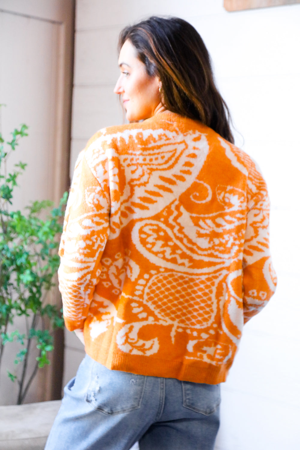 And The Why Spice at Sunrise Orange Cozy Knit Pullover