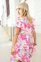 Haptics Pink Floral Print Contrast Binding Babydoll Dress