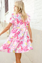Haptics Pink Floral Print Contrast Binding Babydoll Dress