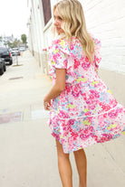 Haptics Pink Floral Print Contrast Binding Babydoll Dress