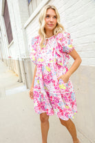 Haptics Pink Floral Print Contrast Binding Babydoll Dress