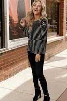 Hyped Unicorn Chic & Buttoned Black and White Tee