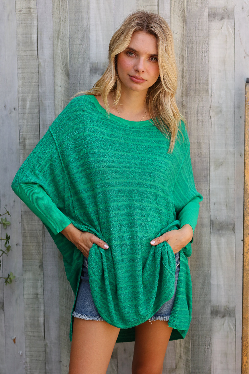 First Love Green Hi Low Pullover Shirts & Tops