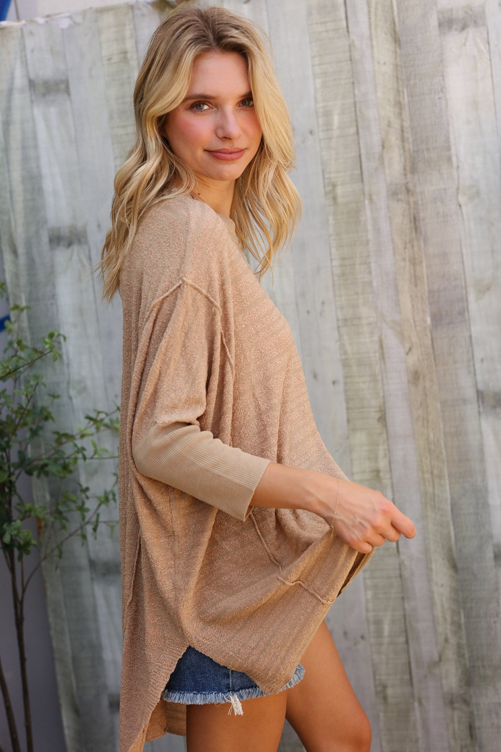 First Love Taupe Hi Low Pullover