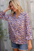 First Love V Neck Fabric Button Detail Blouse