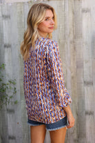 First Love V Neck Fabric Button Detail Blouse