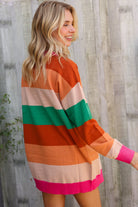 First Love Multicolor Block Open Long Cardigan
