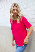 First Love Rose & Lime Pointelle Knit Short Sleeve Sweater Top