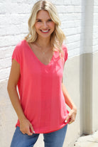 First Love Coral Relaxed Fit Jacquard Knitted Top