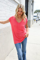 First Love Coral Relaxed Fit Jacquard Knitted Top