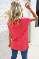 First Love Coral Relaxed Fit Jacquard Knitted Top