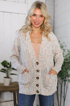 Haptics Cozy in Confetti Pocketed Button Cardigan