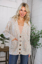 Haptics Cozy in Confetti Pocketed Button Cardigan